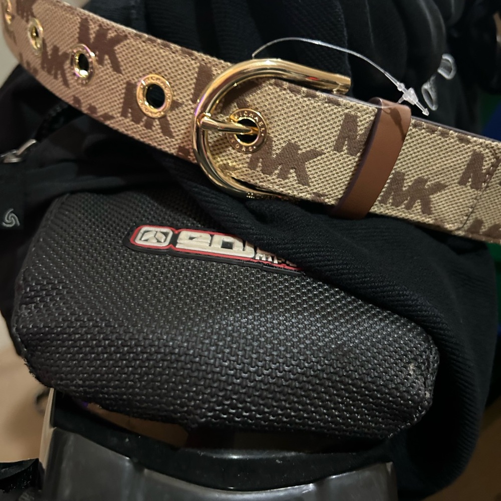Michael Kors Monogram Belt with Gold Buckle